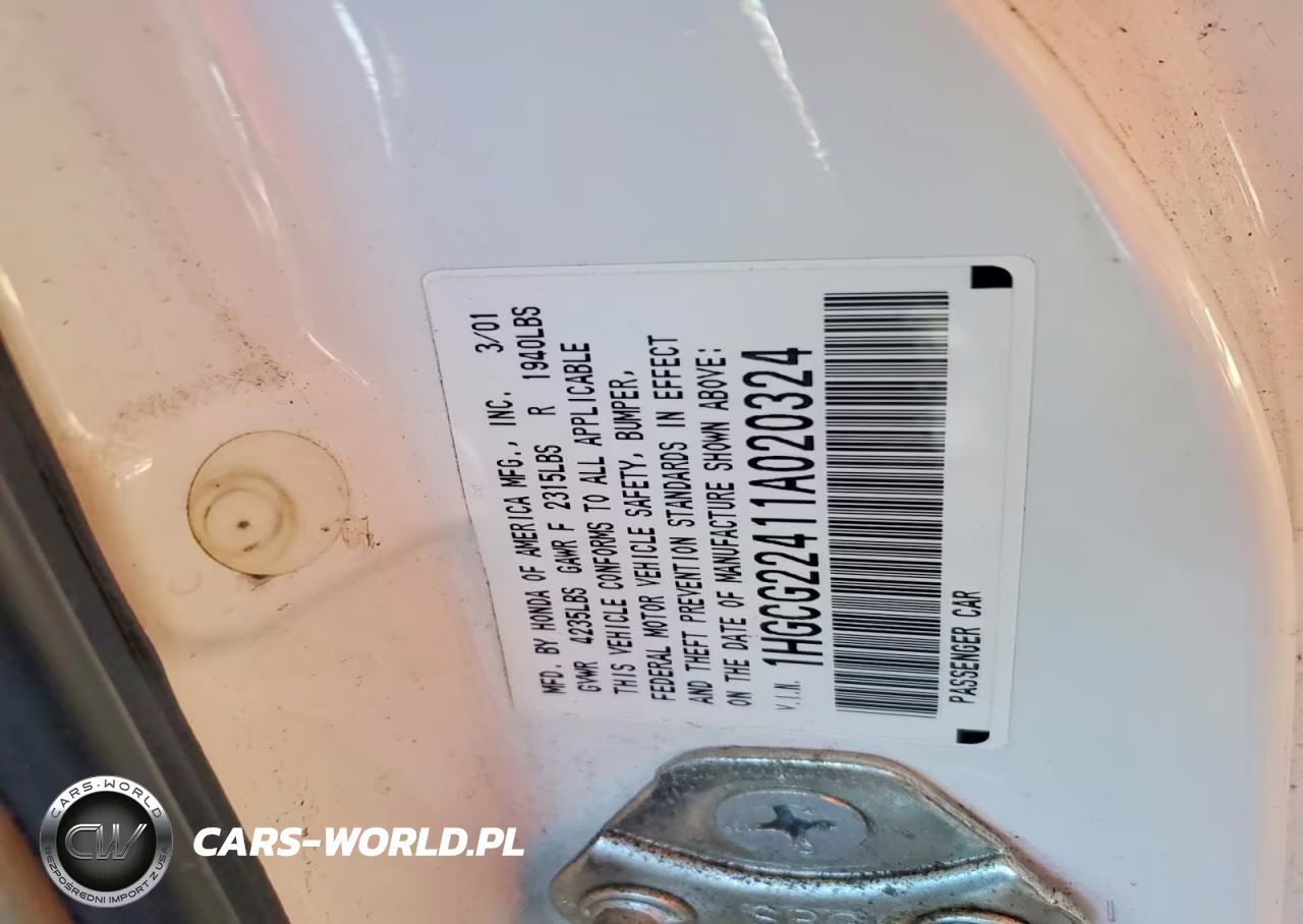 2001 Honda Accord Lx VIN:1HGCG22411A020324 - 12