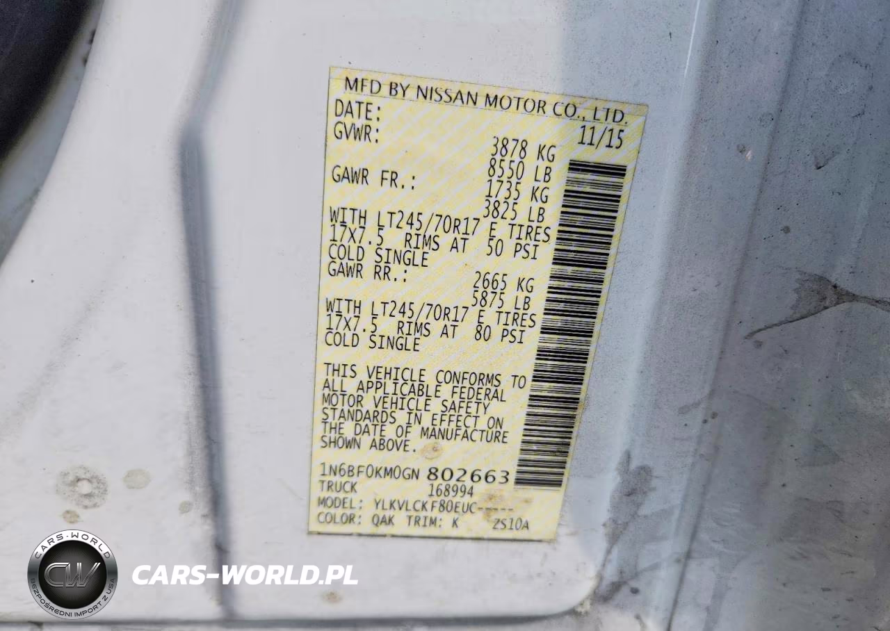 2016 Nissan Nv 1500 S VIN:1N6BF0KM0GN802663 - 13