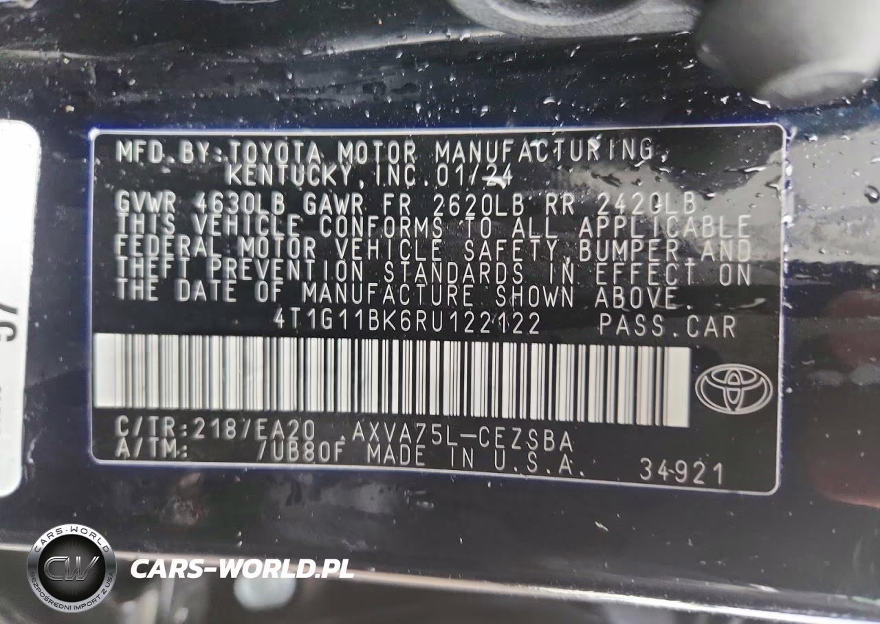 2024 Toyota Camry Se VIN:4T1G11BK6RU122122 - 12