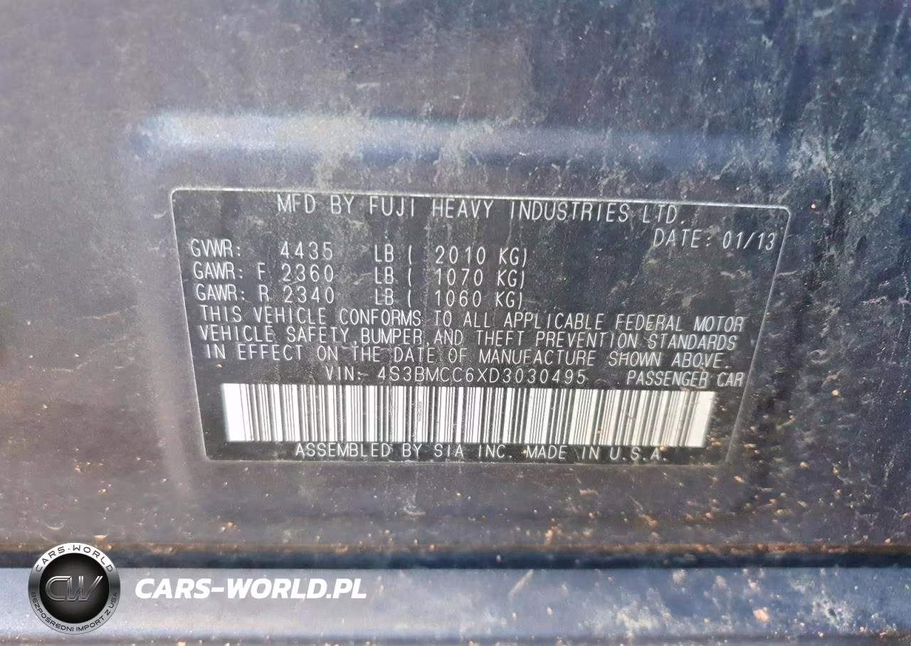 2013 Subaru Legacy 2.5I Premium VIN:4S3BMCC6XD3030495 - 12