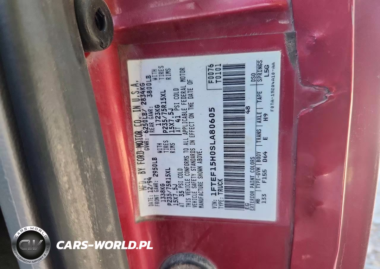 1995 Ford F150 VIN:1FTEF15H0SLA80605 - 12