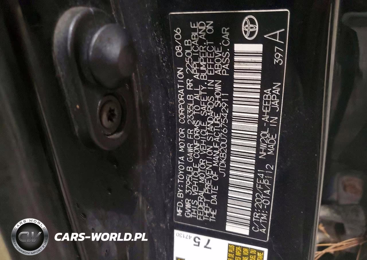 2006 Toyota Prius Base VIN:JTDKB20U767542911 - 12