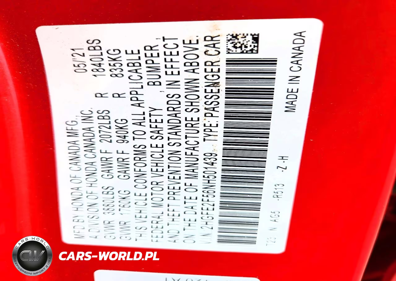 2022 Honda Civic Sport VIN:2HGFE2F56NH501439 - 12