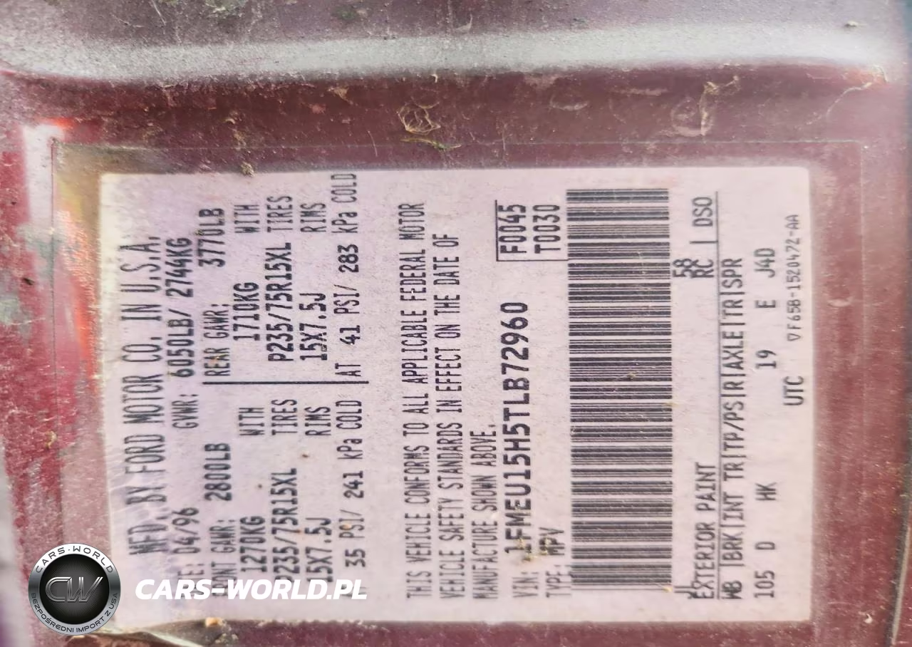 1996 Ford Bronco U100 VIN:1FMEU15H5TLB72960 - 13