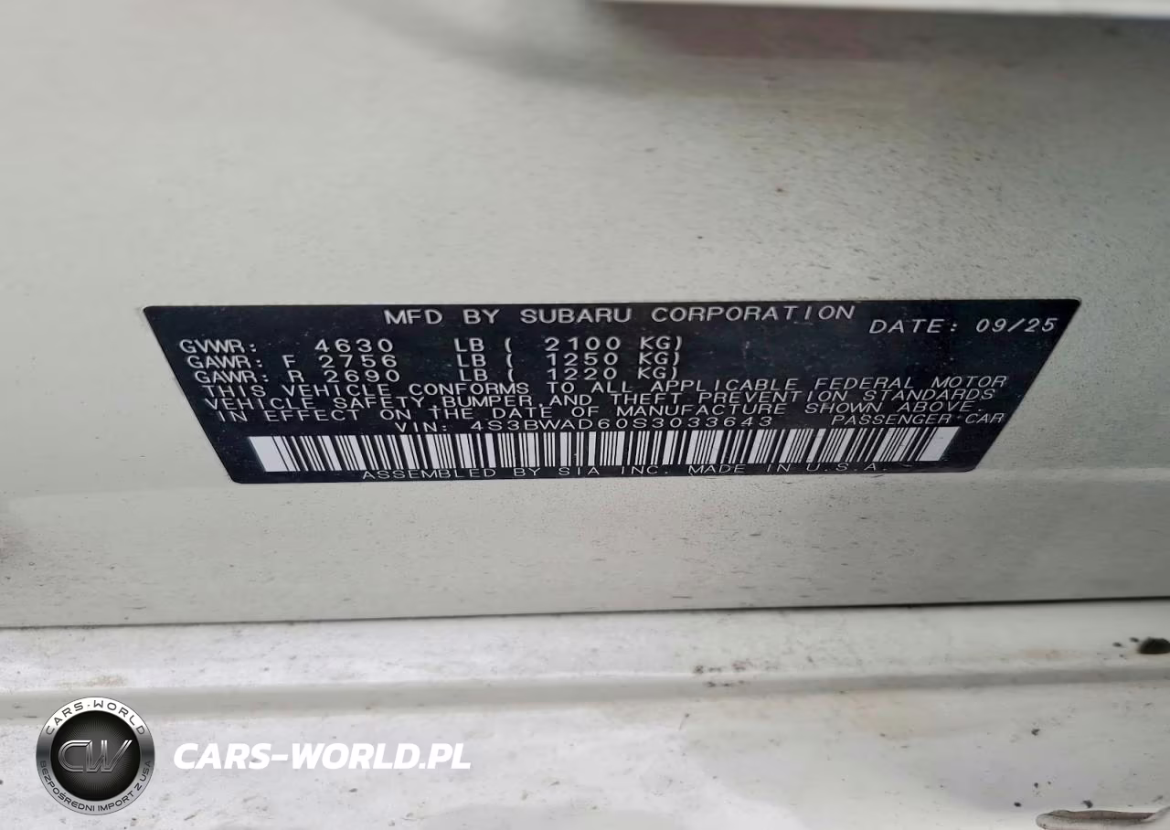 2025 Subaru Legacy Premium VIN:4S3BWAD60S3033643 - 12