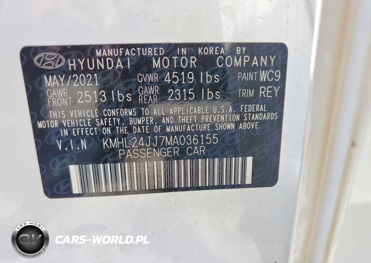 2021 Hyundai Sonata Hybrid Blue VIN:KMHL24JJ7MA036155 - 12