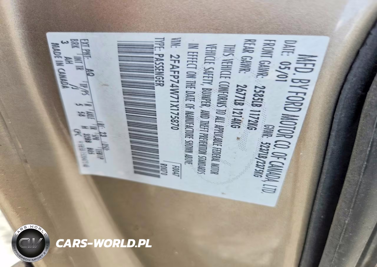 2001 Ford Crown Victoria Lx VIN:2FAFP74W71X175870 - 12