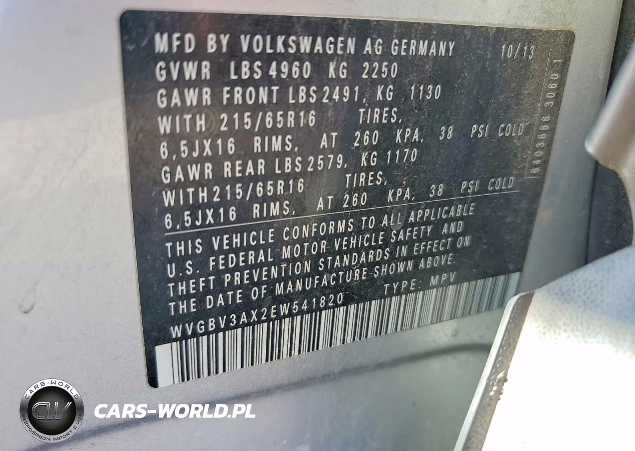 2014 Volkswagen Tiguan S VIN:WVGBV3AX2EW541820 - 13