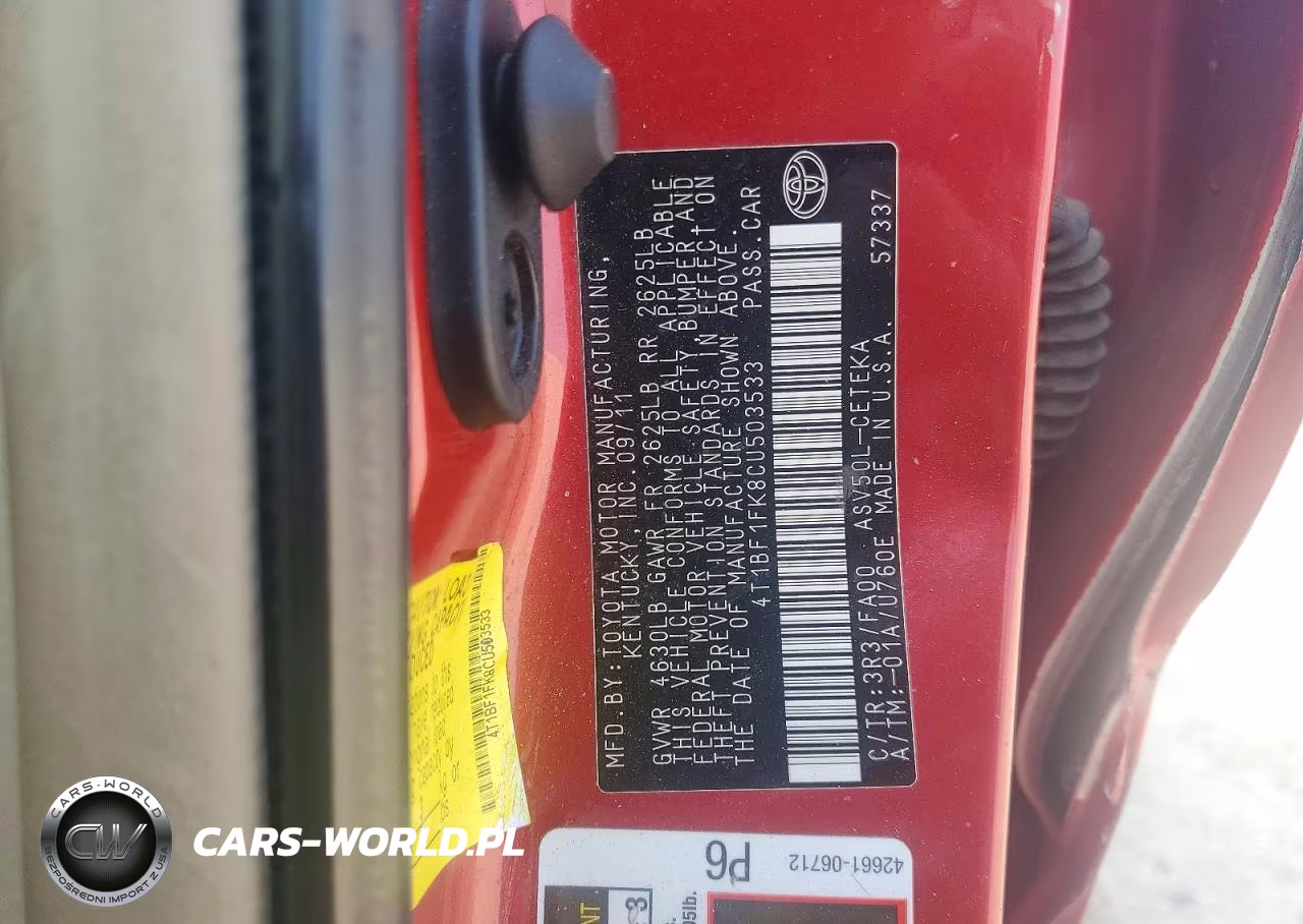 2012 Toyota Camry L VIN:4T1BF1FK8CU503533 - 12