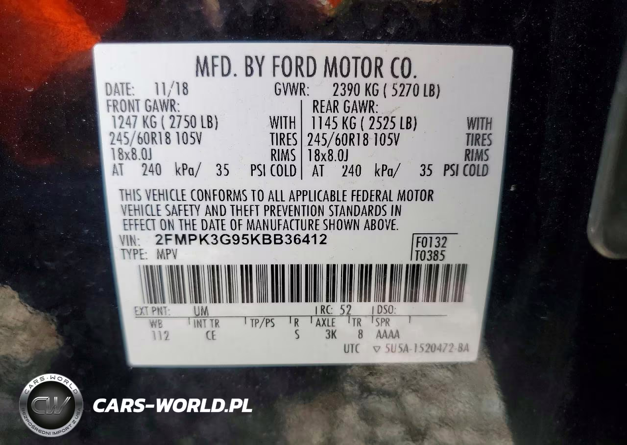 2019 Ford Edge Se VIN:2FMPK3G95KBB36412 - 12