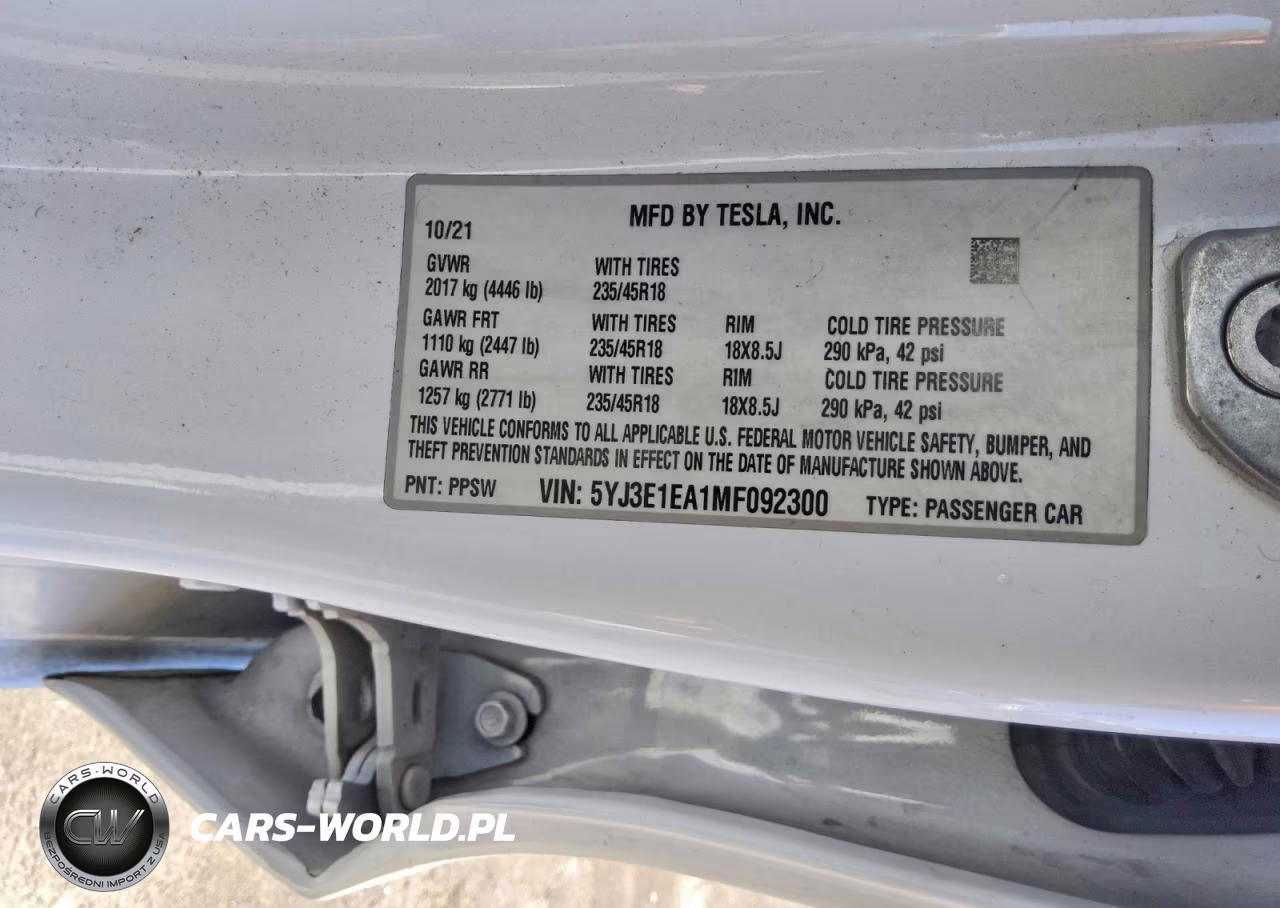 2021 Tesla Model 3 VIN:5YJ3E1EA1MF092300 - 12