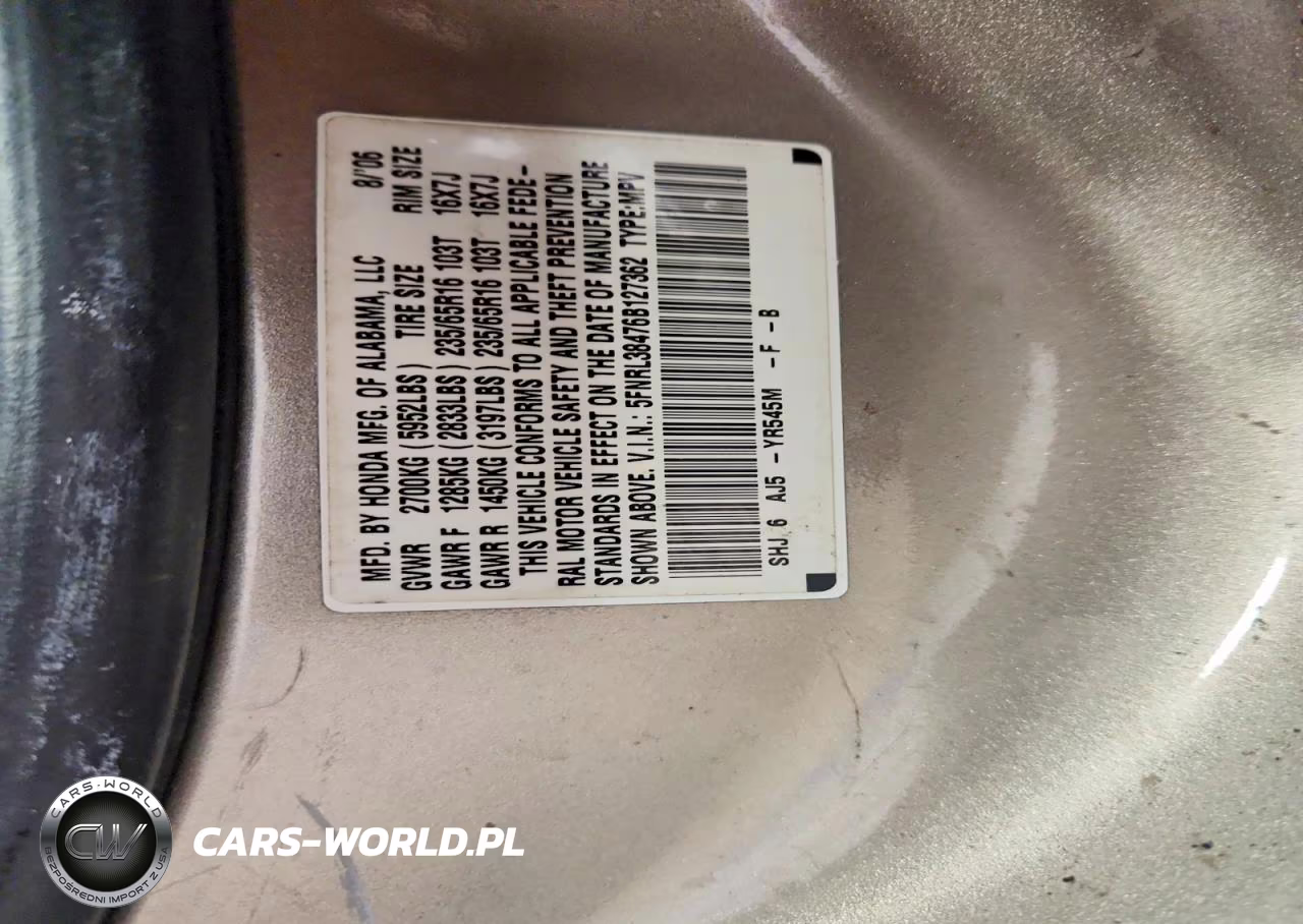 2006 Honda Odyssey Ex VIN:5FNRL38476B127362 - 12