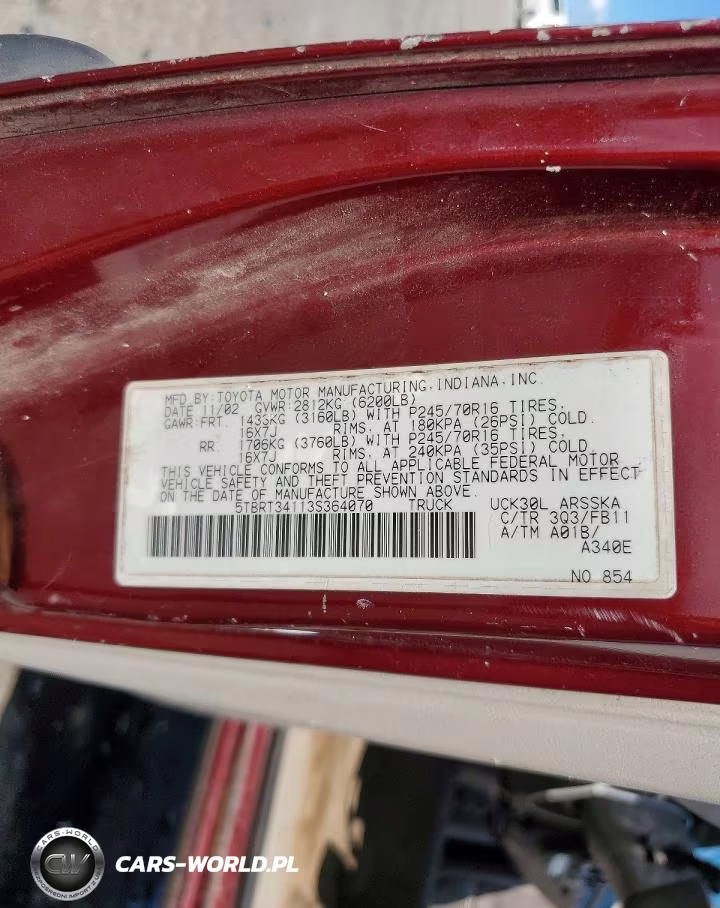 2003 Toyota Tundra Sr5 VIN:5TBRT34113S364070 - 12