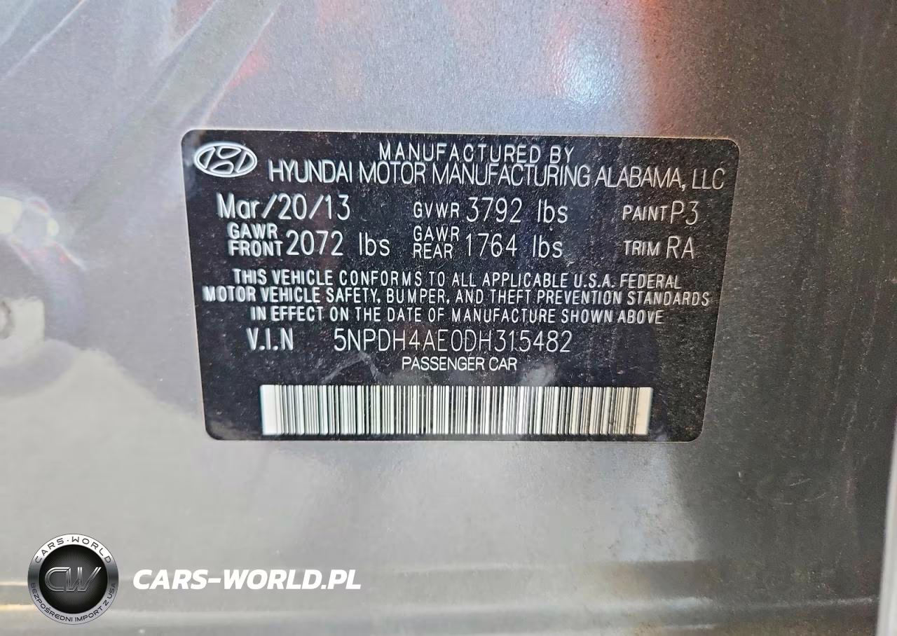2013 Hyundai Elantra Gls VIN:5NPDH4AE0DH315482 - 12