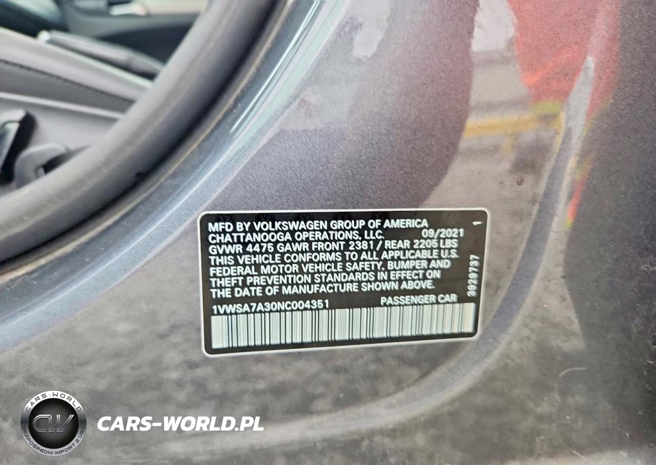 2022 Volkswagen Passat Se VIN:1VWSA7A30NC004351 - 12