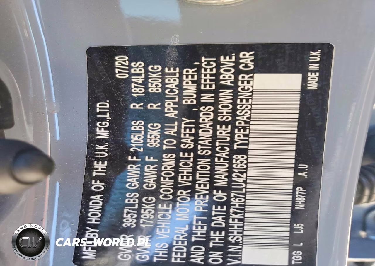 2020 Honda Civic Ex VIN:SHHFK7H67LU421658 - 12