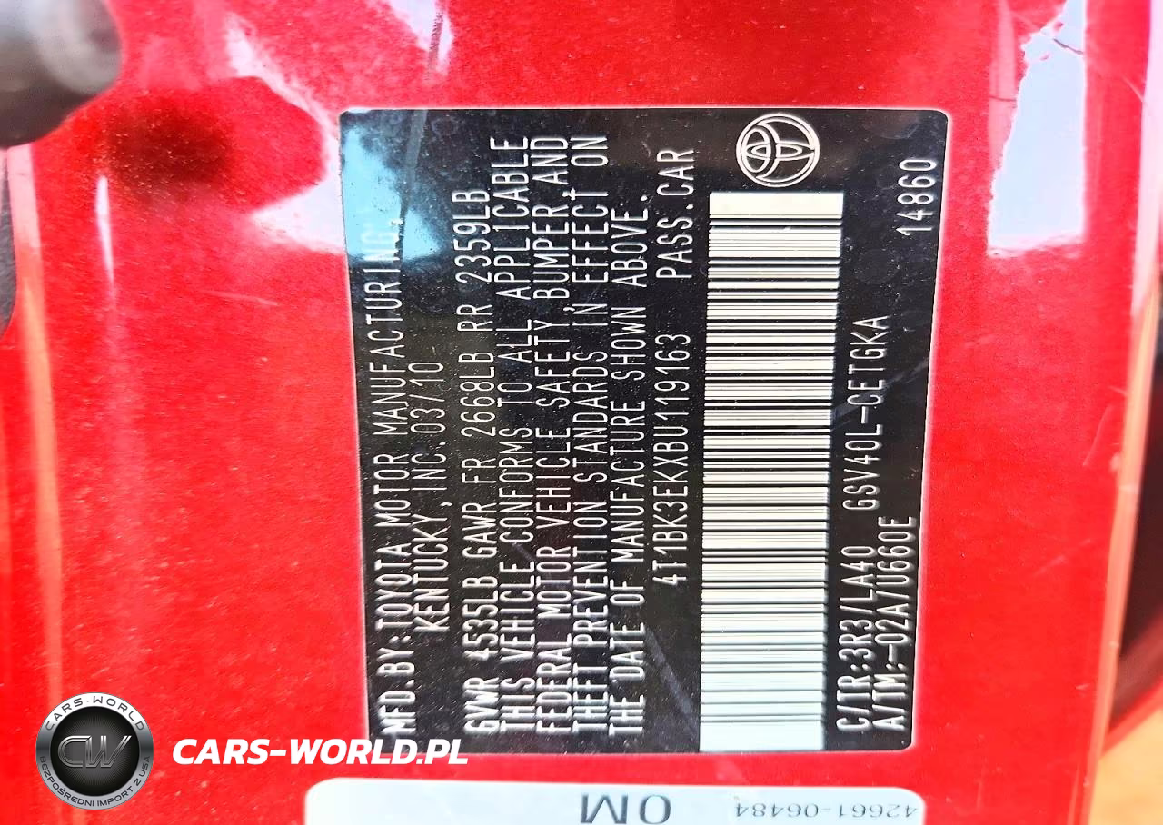 2011 Toyota Camry Xle V6 VIN:4T1BK3EKXBU119163 - 12