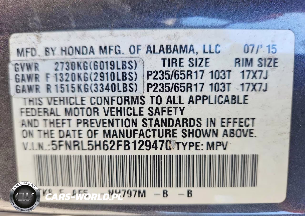 2015 Honda Odyssey Exl VIN:5FNRL5H62FB129470 - 13