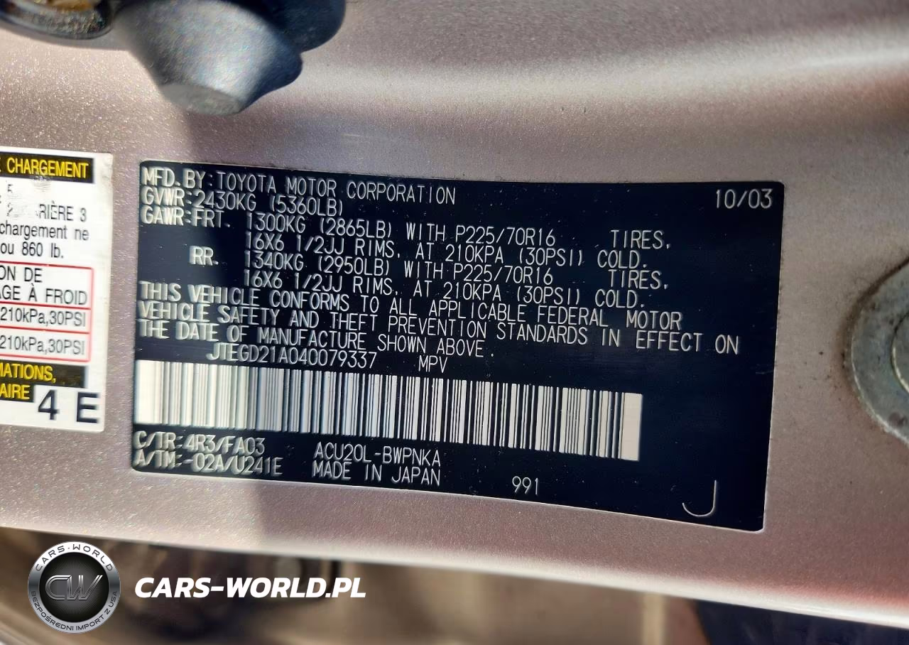 2004 Toyota Highlander Base VIN:JTEGD21A040079337 - 23