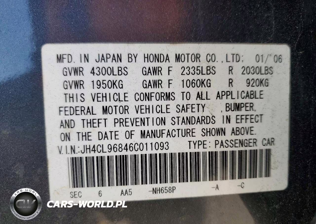 2006 Acur Tsx VIN:JH4CL96846C011093 - 21