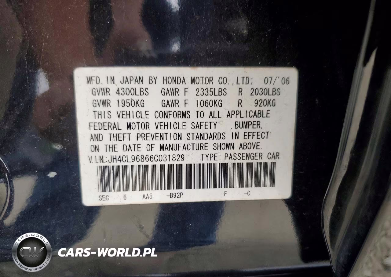 2006 Acura Tsx VIN:JH4CL96866C031829 - 13