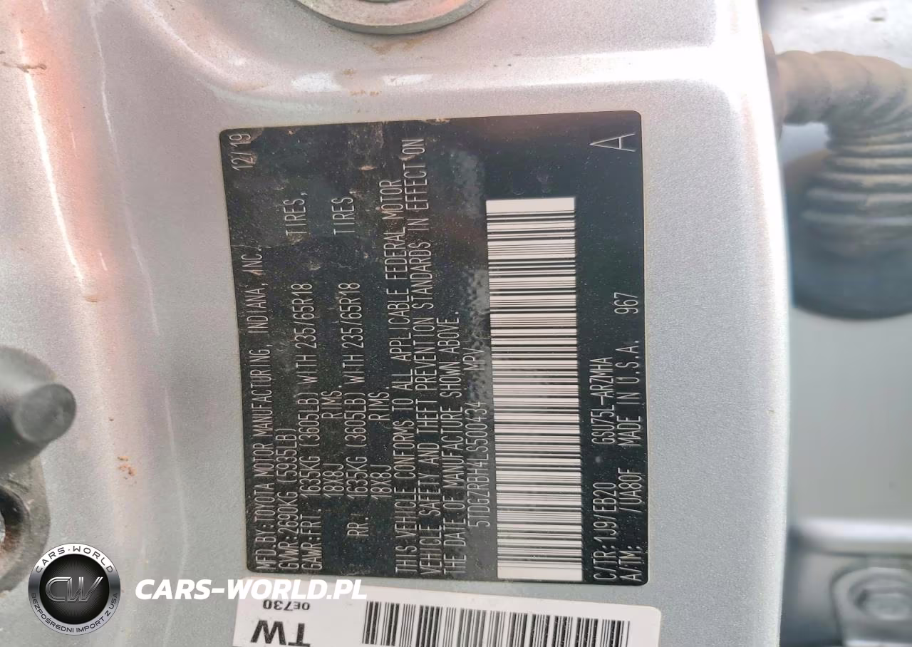 2020 Toyota Highlander VIN:5TDGZRBH4LS500434 - 13