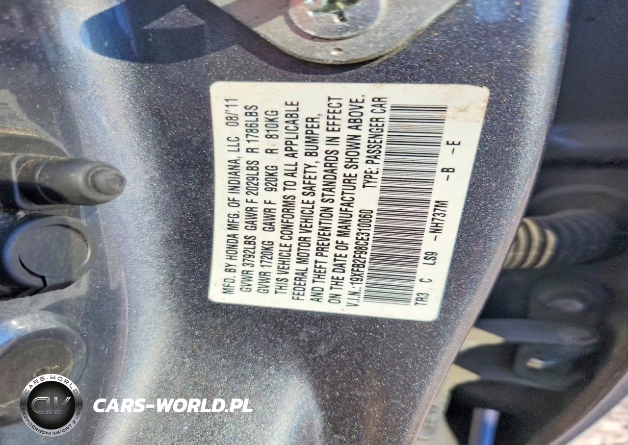 2012 Honda Civic Exl VIN:19XFB2F98CE310060 - 12