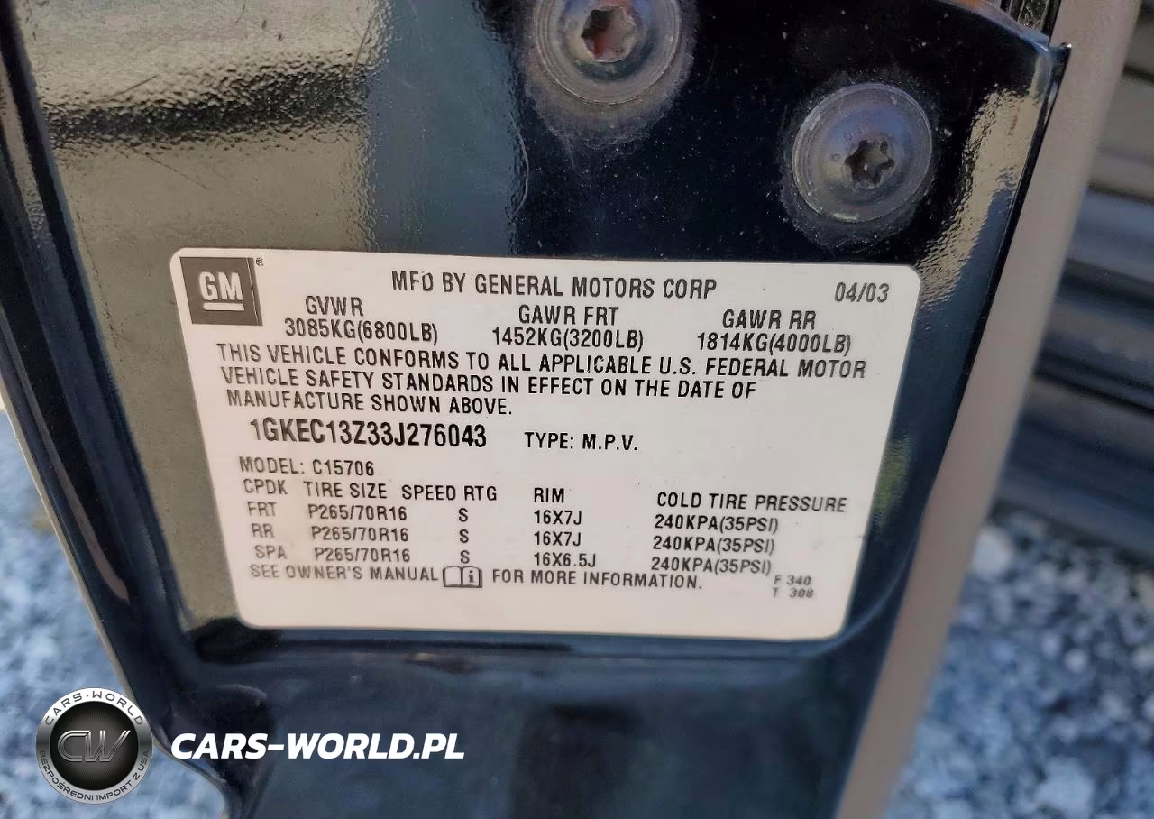2003 GMC Yukon VIN:1GKEC13Z33J276043 - 13