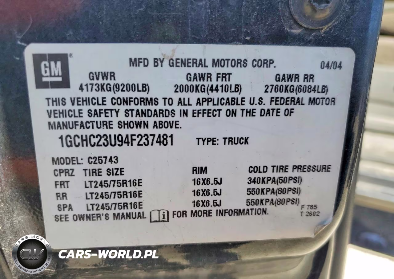 2004 Chevrolet Silverado C2500 Heavy Duty VIN:1GCHC23U94F237481 - 12