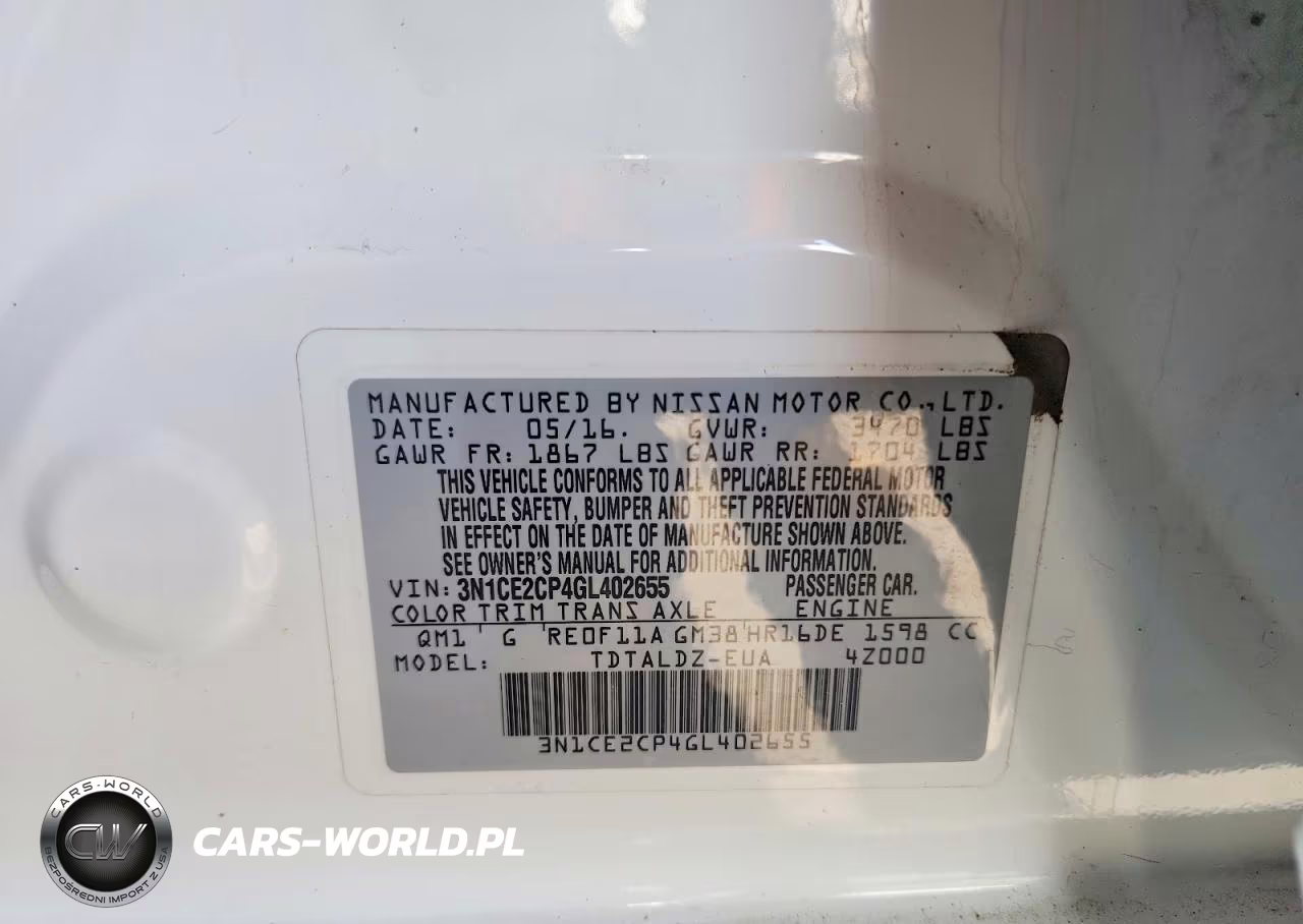 2016 Nissan Versa Note Sv VIN:3N1CE2CP4GL402655 - 12