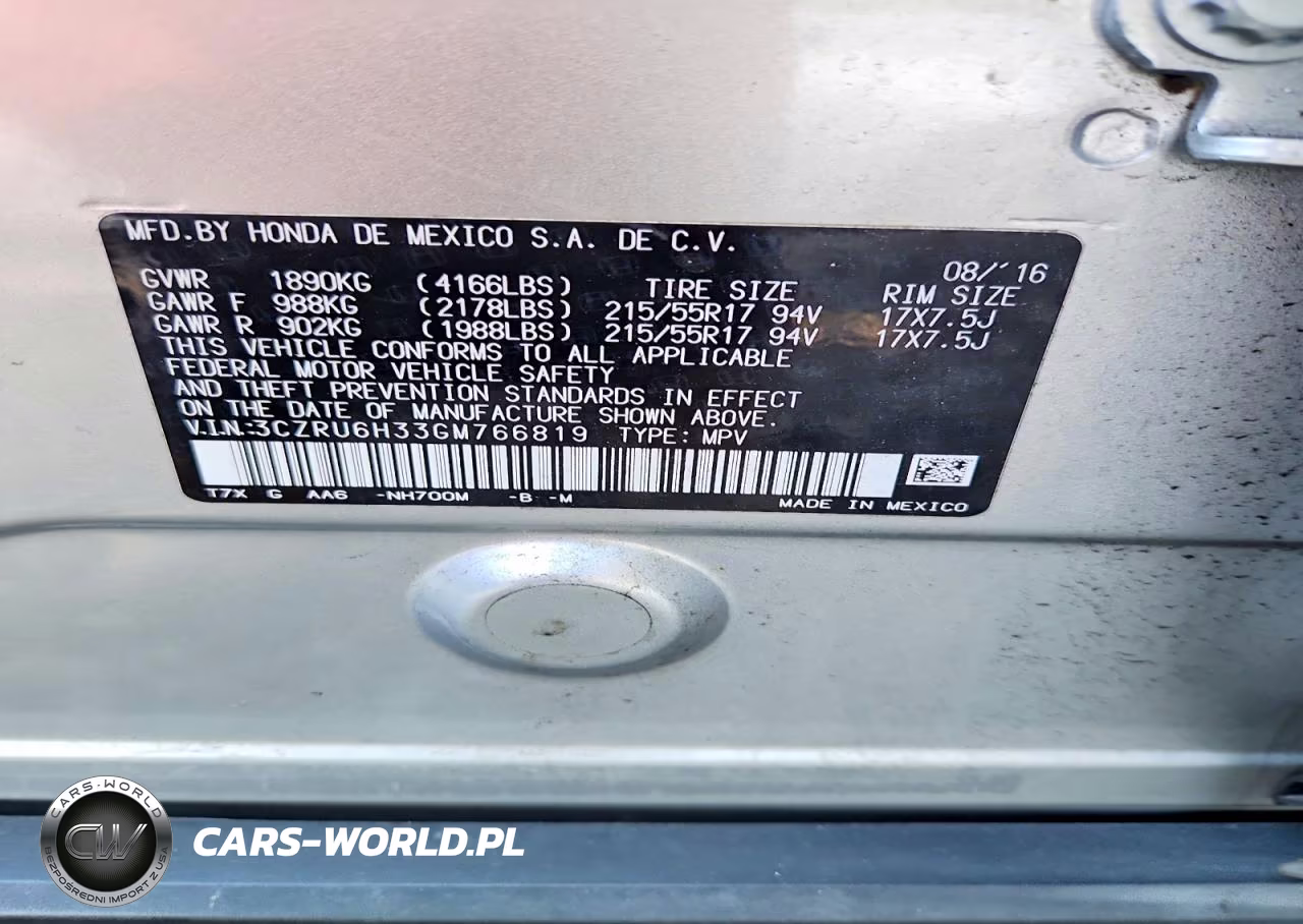 2016 Honda Hr-V Lx VIN:3CZRU6H33GM766819 - 12