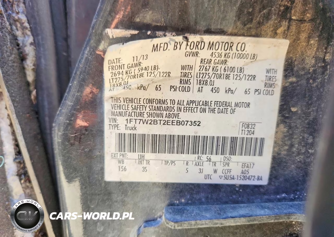 2014 Ford F250 Super Duty VIN:1FT7W2BT2EEB07352 - 12