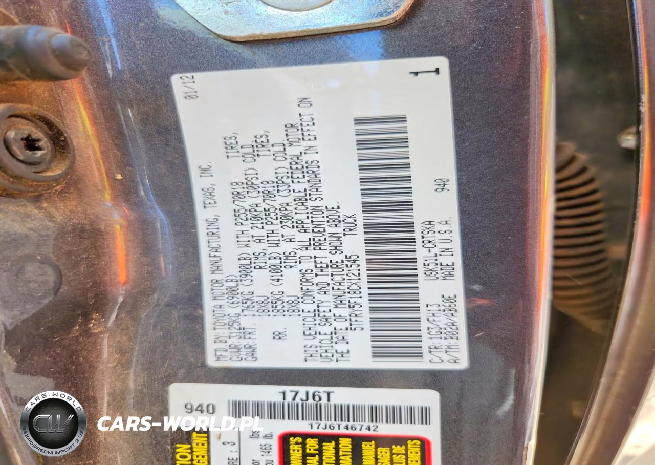 2012 Toyota Tundra Double Cab Sr5 VIN:5TFRY5F18CX121545 - 12