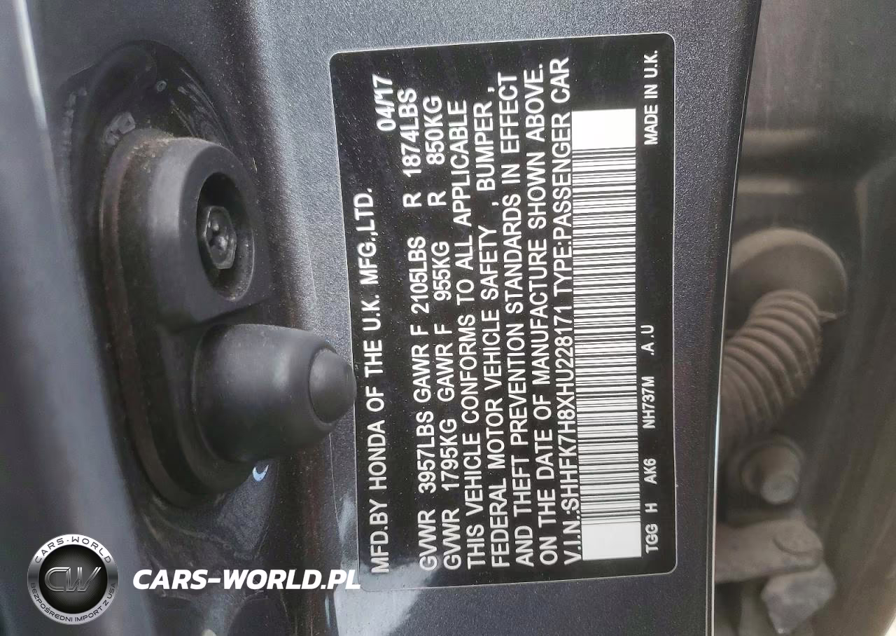 2017 Honda Civic Exl VIN:SHHFK7H8XHU228171 - 12
