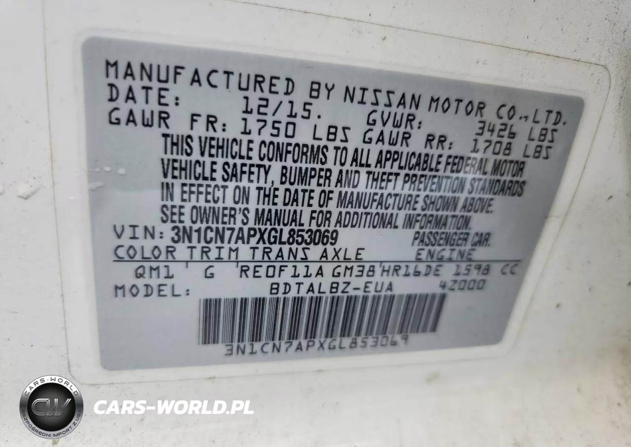 2016 Nissan Versa 1.6 Sv VIN:3N1CN7APXGL853069 - 12