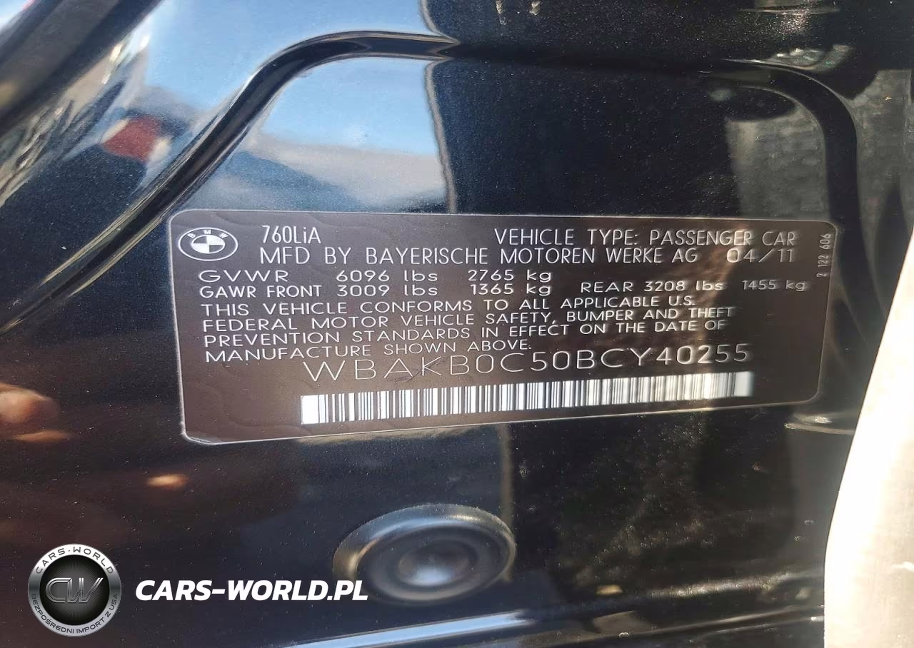 2011 BMW 760 Li VIN:WBAKB0C50BCY40255 - 13