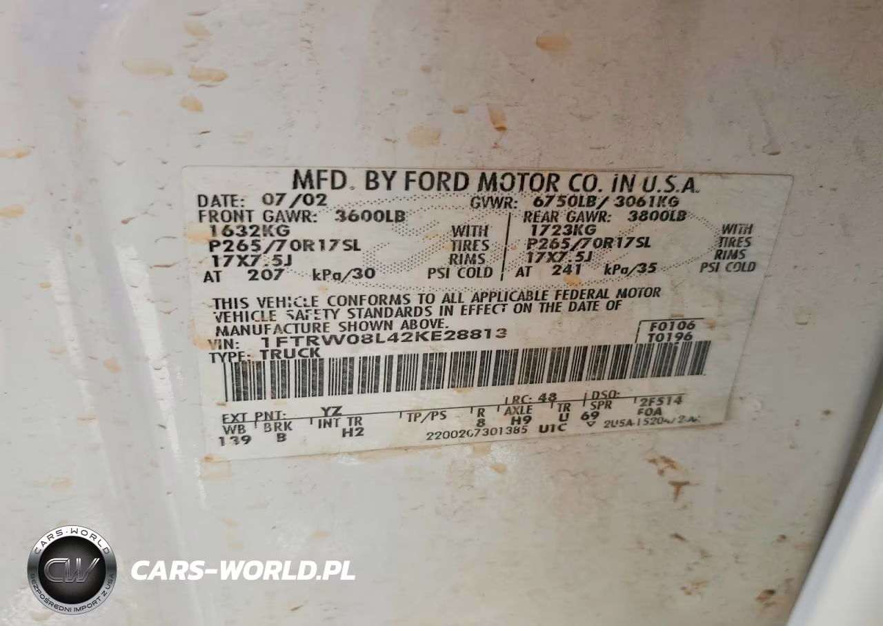 2002 Ford F150 Supercrew VIN:1FTRW08L42KE28813 - 12