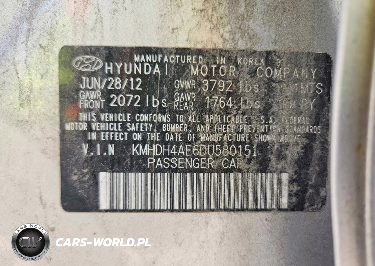 2013 Hyundai Elantra Limited VIN:KMHDH4AE6DU580151 - 12