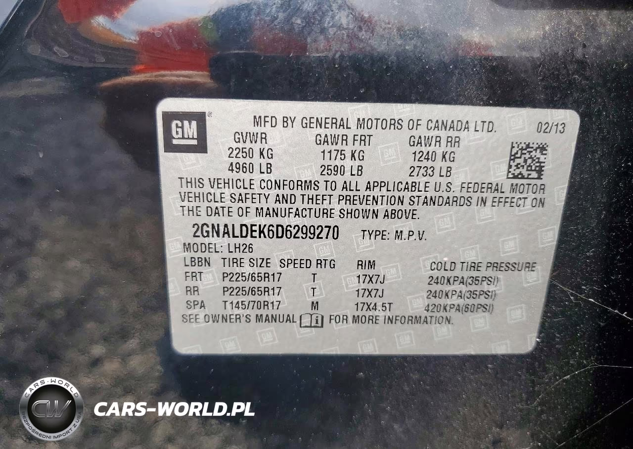 2013 Chevrolet Equinox Lt VIN:2GNALDEK6D6299270 - 13