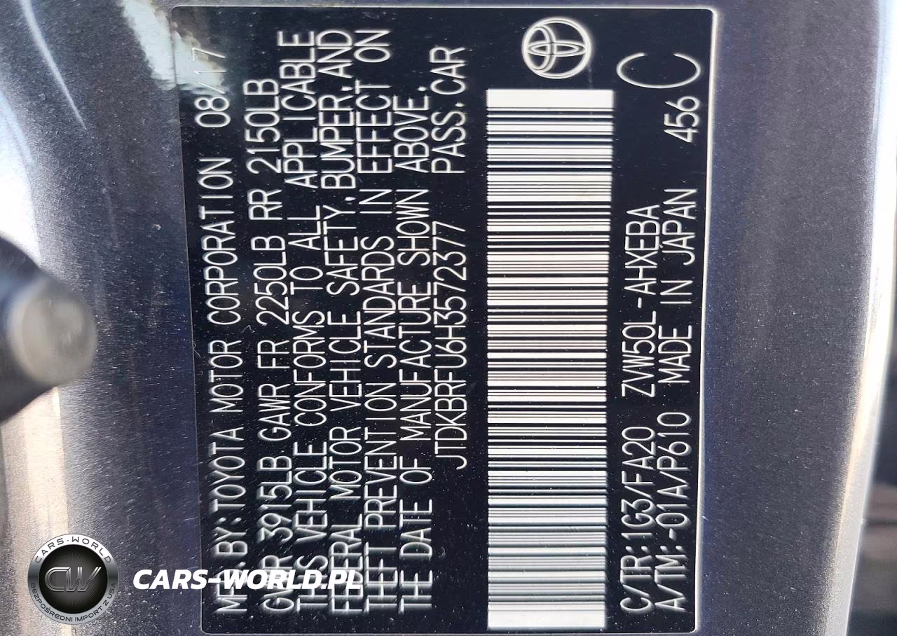 2017 Toyota Prius Two VIN:JTDKBRFU6H3572377 - 13