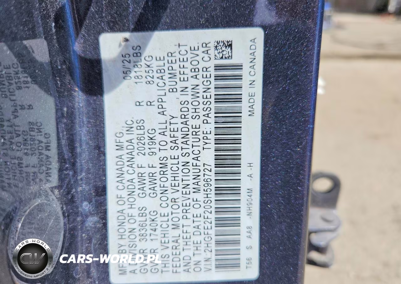 2025 Honda Civic Lx VIN:2HGFE2F20SH596727 - 13