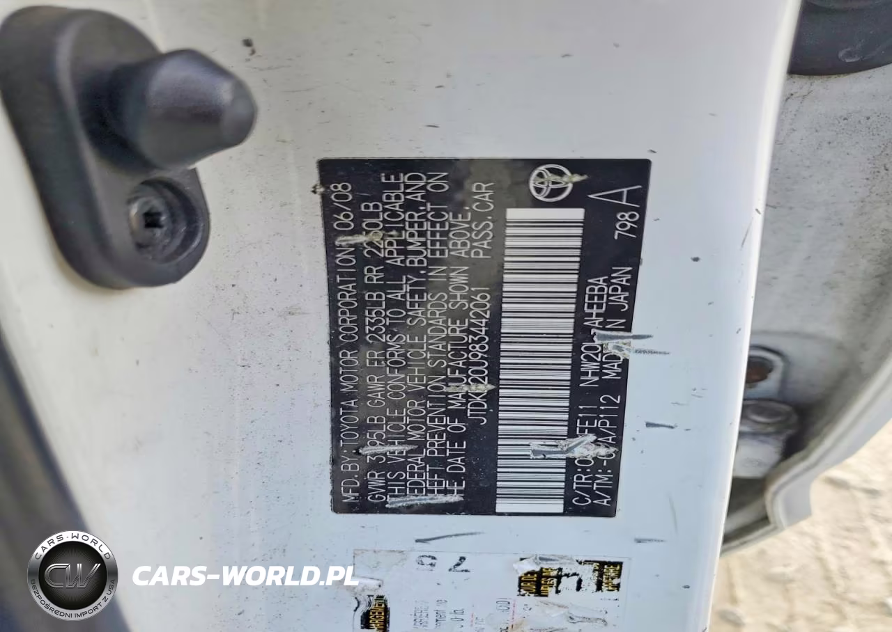 2008 Toyota Prius Base VIN:JTDKB20U983442061 - 12