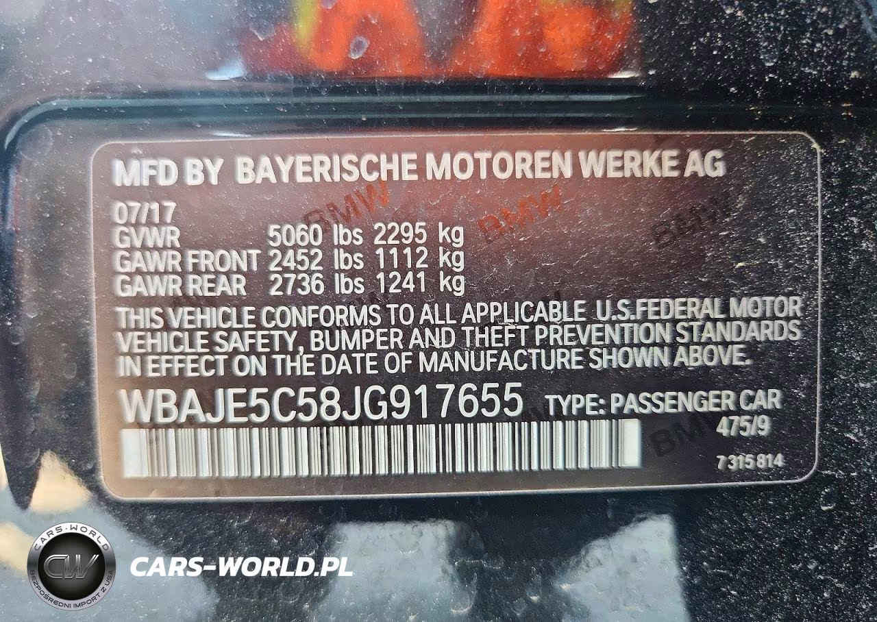 2018 BMW 540 I VIN:WBAJE5C58JG917655 - 13