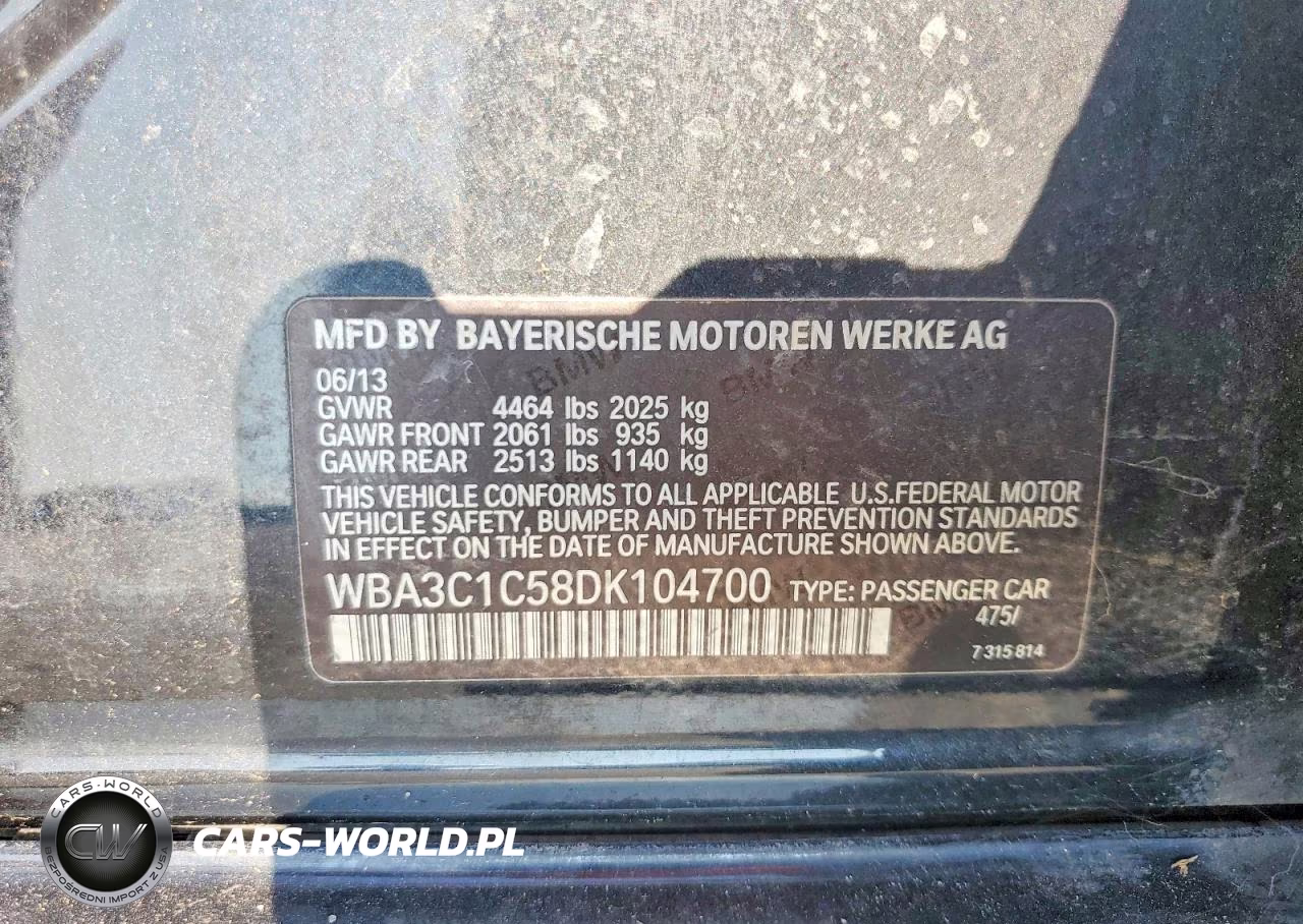 2013 BMW 328 I Sulev VIN:WBA3C1C58DK104700 - 12