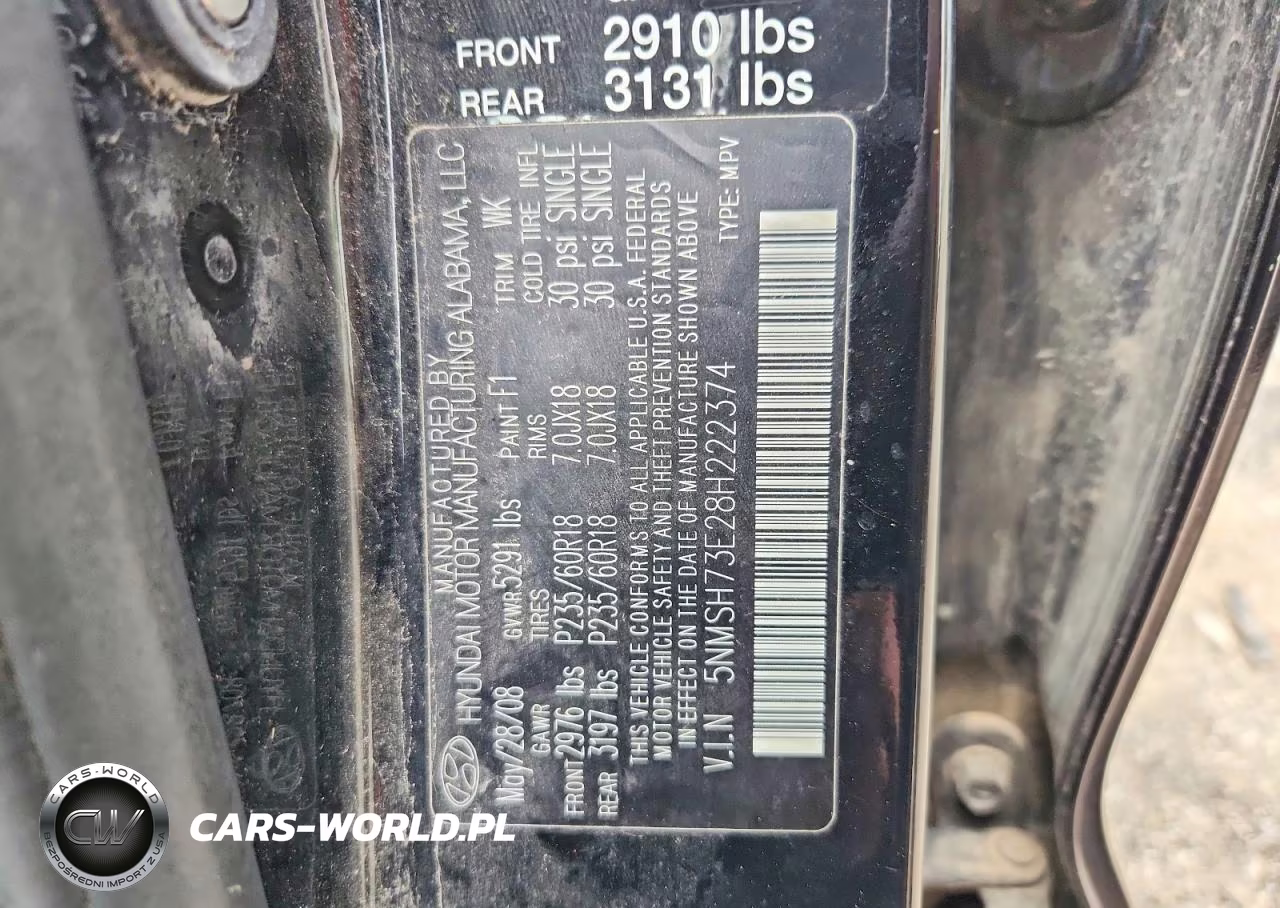 2008 Hyundai Santa Fe Se VIN:5NMSH73E28H222374 - 13
