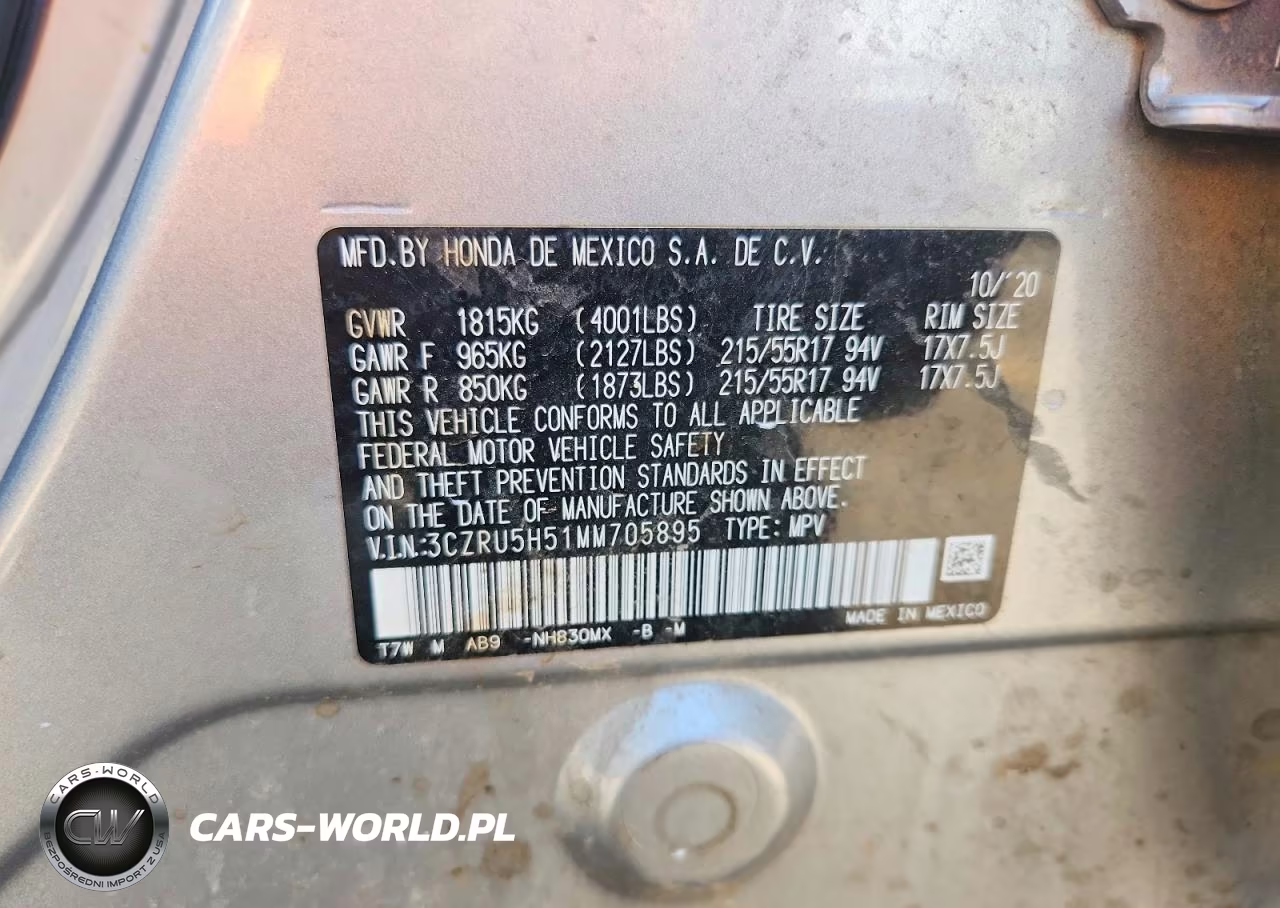 2021 Honda Hr-V Ex VIN:3CZRU5H51MM705895 - 12
