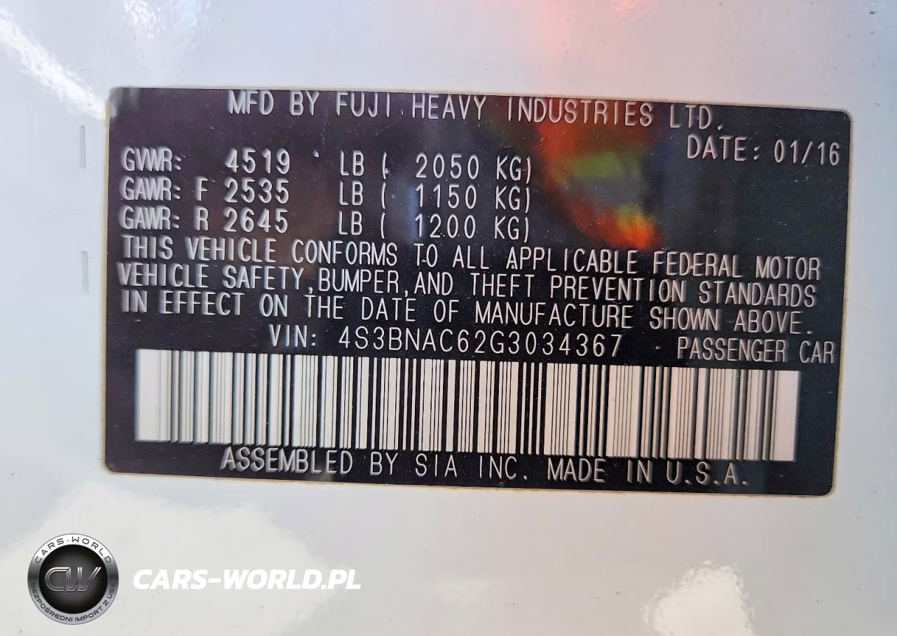 2016 Subaru Legacy 2.5I Premium VIN:4S3BNAC62G3034367 - 13