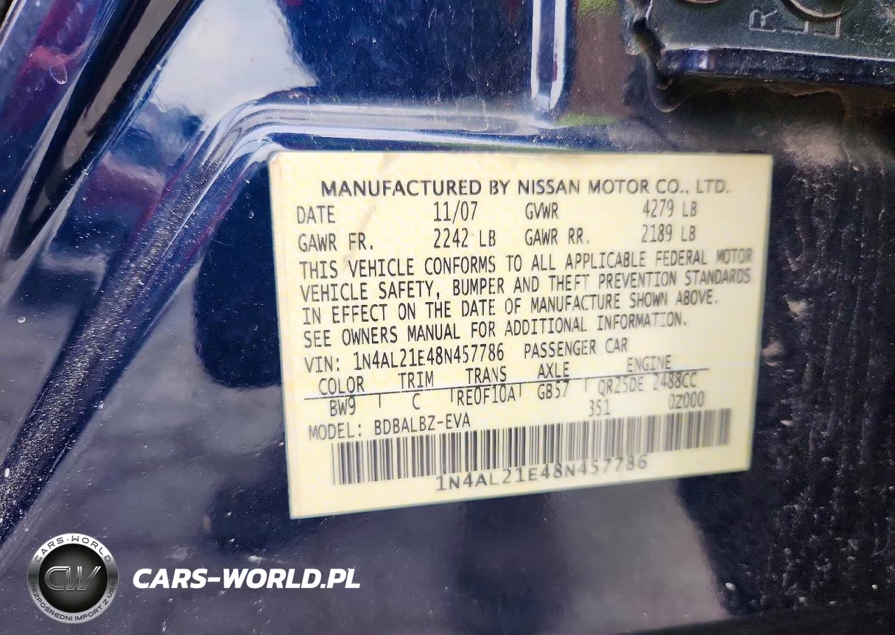 2008 Nissan Altima 2.5 VIN:1N4AL21E48N457786 - 13