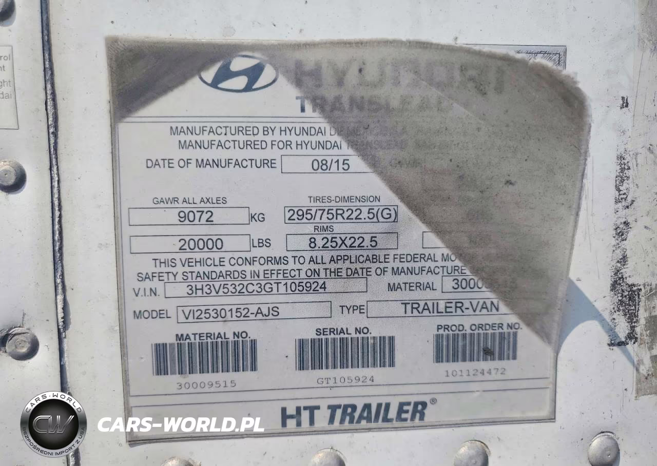 2016 Hyundai Translead Vi2530152-Ajs Dry Van Trailer VIN:3H3V532C3GT105924 - 8