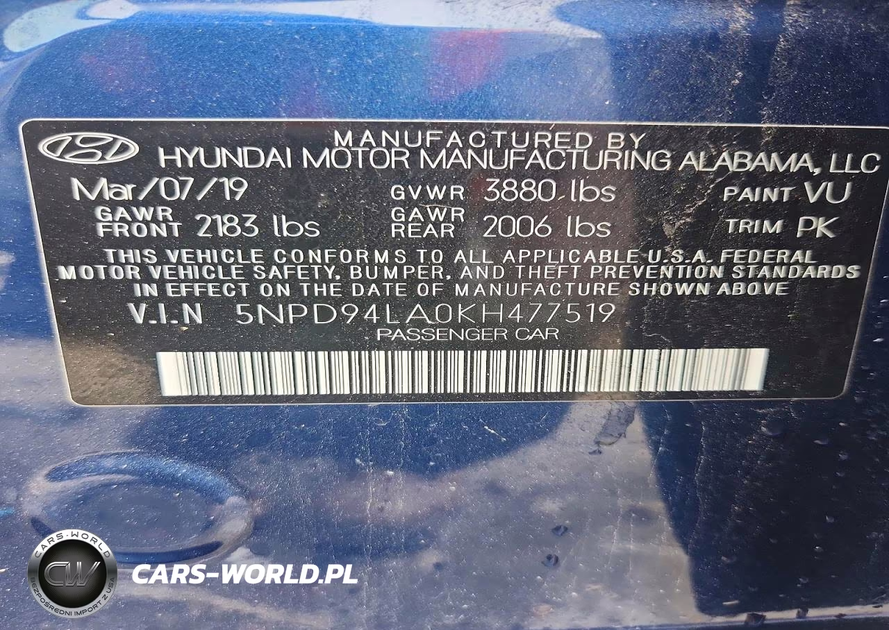 2019 Hyundai Elantra Eco VIN:5NPD94LA0KH477519 - 12